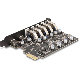 Delock USB 5 Gbps sebességű PCI Expressz x1 kártya - 5 db. külső Á-típusú + 2 db. külső USB Type-C  anya
