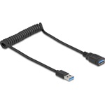 Delock USB 5 Gbps tekercses kábel - A típusú apa és A típusú anya, 0,4-0,6 m fekete