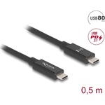 Delock USB 80 Gbps kábel USB Type-C  dugó - dugó 16K 60 Hz PD 3.1 240 W E-Marker koaxiális 0,5 m fekete
