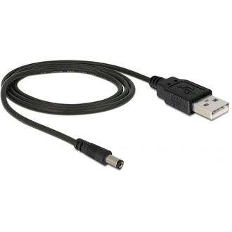 Delock USB-A 2.0 -> DC 5,5 x 2,1mm M/M tápkábel 1m fekete