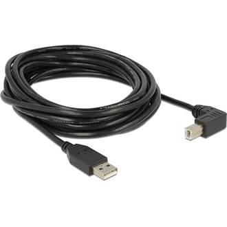 Delock USB-A 2.0 -> USB-B 2.0 M/M adatkábel 5m fekete egyenes/90°