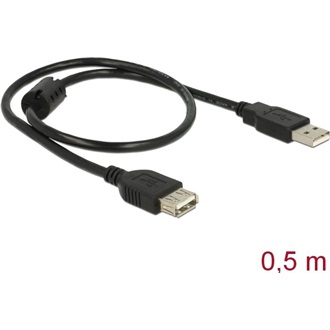 Delock USB A M/F adatkábel hosszabbító 0.5m fekete