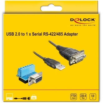 Delock USB-A 2.0 -> Serial RS-422/485 M/M adatkábel 0.8m fekete
