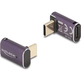 Delock USB Adapter 40 Gbps USB Type-C  PD 3.1 240 W csatlakozódugóval - csatlakozóhüvellyel, ívelt 8K 60 Hz fém