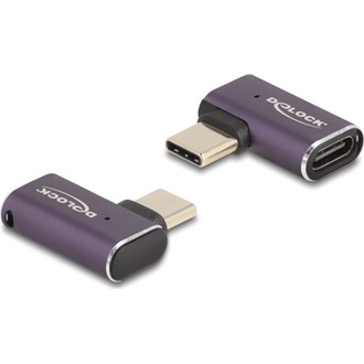 Delock USB Adapter 40 Gbps USB Type-C  PD 3.1 240 W csatlakozódugóval - csatlakozóhüvellyel, ívelt bal / jobb 8K 60 Hz f