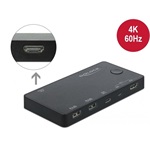 Delock USB-C USB2.0 HDMI KVM switch fekete 3840x2160@60Hz