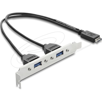 Delock USB E típusú A kulcsos dugós csatlakozó   2 x USB 5 Gbps A-típusú aljzat, rekeszrögzítéses csatlakozókábel, 35,5