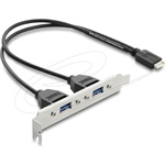 Delock USB E típusú B kulcsos dugós csatlakozó   2 x USB 5 Gbps A-típusú aljzat, rekeszrögzítéses csatlakozókábel, 35,5