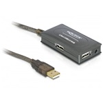 Delock USB-A 2.0 -> 4db USB-A 2.0 M/F adatkábel 10m szürke +USB HUB