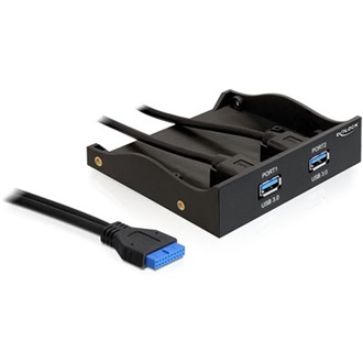Delock USB-A 3.0 pinheader -> 2db USB-A 3.0 F/F előlapi kivezetés fekete 3,5 és 5,25"