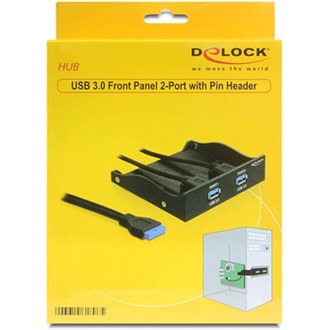 Delock USB-A 3.0 pinheader -> 2db USB-A 3.0 F/F előlapi kivezetés fekete 3,5 és 5,25"