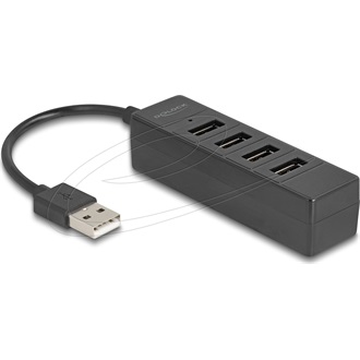 Delock USB Hub 4 portos USB 2.0 4 x USB Type-A csatlakozóval, fekete