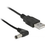 Delock USB-A 2.0 -> DC 5,5 x 2,5mm M/M tápkábel 1.5m fekete 90°