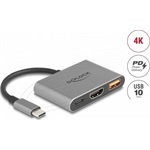 Delock USB-C / Thunderbolt -> HDMI 1.4 USB-A 3.2 Gen2 USB-C M/F adapter 0.1m szürke