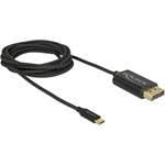 Delock USB-C -> DisplayPort 1.2 M/M video kábel 2m fekete (DP Alt Mode)  4K 60Hz 