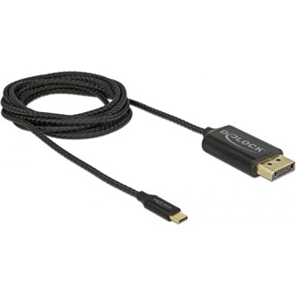 Delock USB-C -> DisplayPort 1.2 M/M video kábel 2m fekete (DP Alt Mode)  4K 60Hz 