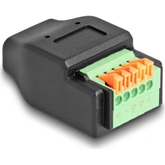 Delock USB-C -> Terminal block 5pin F/F adapter fekete