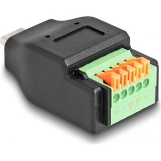 Delock USB-C -> Terminal block 5pin M/F adapter fekete