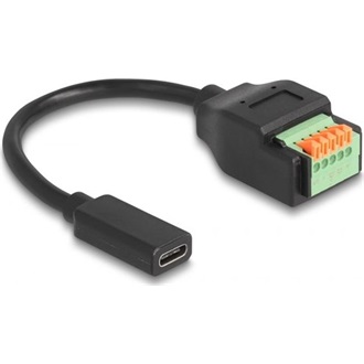Delock USB-C -> Terminal block 5pin F/F adapter 0.15m fekete