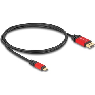 Delock USB-C / Thunderbolt -> DisplayPort 1.4 M/M video kábel 1m fekete-piros