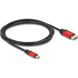 Delock USB-C / Thunderbolt -> DisplayPort 1.4 M/M video kábel 2m fekete-piros