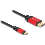 Delock USB-C / Thunderbolt -> DisplayPort 1.4 M/M video kábel 3m fekete-piros