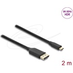 Delock USB Type-C  - DisplayPort kábel (DP Alt Mode) 8K 60 Hz-hez HDR funkcióval 2 m fekete