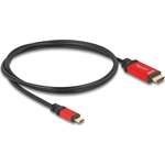 Delock USB-C -> HDMI 2.1 Ethernet M/M video kábel 1m fekete-piros (DP Alt Mode)