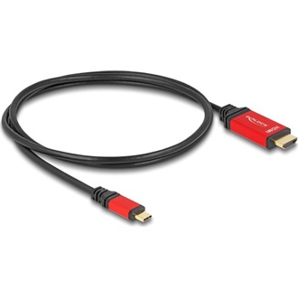 Delock USB-C -> HDMI 2.1 Ethernet M/M video kábel 1m fekete-piros (DP Alt Mode)