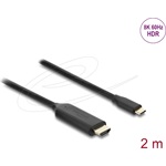 Delock USB Type-C  - HDMI kábel (DP Alt Mode) 8K 60 Hz-hez HDR funkcióval 2 m fekete