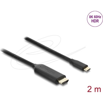Delock USB Type-C  - HDMI kábel (DP Alt Mode) 8K 60 Hz-hez HDR funkcióval 2 m fekete