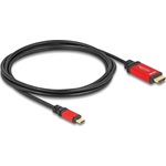 Delock USB-C -> HDMI 2.1 Ethernet M/M video kábel 2m fekete-piros (DP Alt Mode)