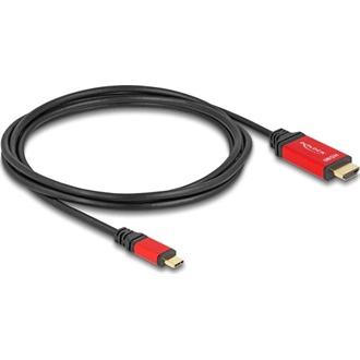 Delock USB-C -> HDMI 2.1 Ethernet M/M video kábel 2m fekete-piros (DP Alt Mode)