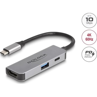 Delock USB Type-C  adapter 4K 60 Hz   s HDMI-hez A- és USB Type-C  PD 95 W porttal