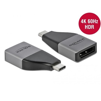 Delock USB-C / Thunderbolt -> DisplayPort 1.2 M/F adapter fekete-ezüst DP Alt Mode