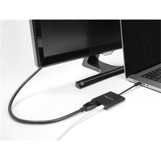 Delock USB-C / Thunderbolt -> DisplayPort 1.4 USB-C PD M/F adapter 0.13m fekete DP Alt Mode, 60W
