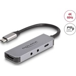 Delock USB Type-C  adapter - HDMI 4K 60 Hz és fejhallgató, valamint mikrofonhoz port + USB Type-C  csatlakozó PD 95 W