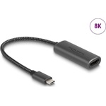Delock USB-C / Thunderbolt -> DisplayPort 1.4 M/F adapter 0.2m fekete DP Alt Mode, HDR