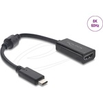 Delock USB-C / Thunderbolt -> HDMI 2.1 M/F adapter 0.2m fekete