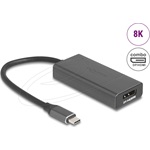Delock USB-C / Thunderbolt -> HDMI 2.1 DisplayPort 1.4 M/F adapter 0.15m fekete