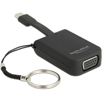 Delock USB-C / Thunderbolt -> VGA M/F adapter 0.03m fekete DP Alt Mode; Key Chain