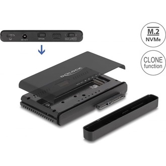 Delock USB Type-C  átalakító 1 db. M.2 NVMe SSD + 1 db. SATA SSD / HDD klón funkcióval