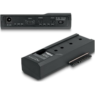 Delock USB Type-C  átalakító 1 db. M.2 NVMe SSD + 1 db. SATA SSD / HDD klón funkcióval