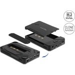 Delock USB Type-C  ház 1 x M.2 NVMe SSD-hez, valamint 1 x 2.5 , klón funkciós SATA SSD / HDD-hez