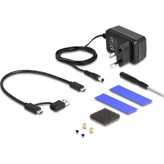 Delock USB Type-C  ház 1 x M.2 NVMe SSD-hez, valamint 1 x 2.5 , klón funkciós SATA SSD / HDD-hez