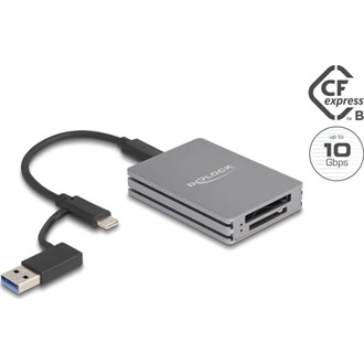 Delock USB Type-C  kártyaolvasó SD Express és CFexpress B-típusú memóriakártyákhoz