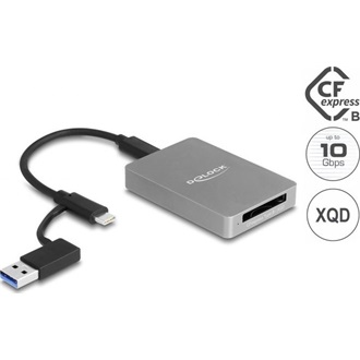 Delock USB Type-C kártyaolvasó alumínium házban CFexpress vagy XQD memória kártyákhoz