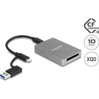 Delock USB Type-C kártyaolvasó alumínium házban CFexpress vagy XQD memória kártyákhoz