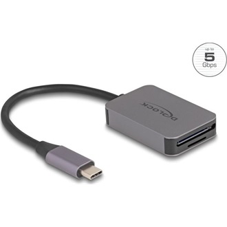 Delock USB Type-C  kártyaolvasó alumínium házban SD vagy Micro SD memória kártyákhoz