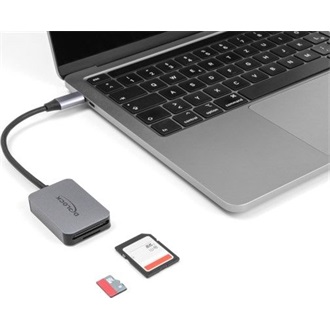 Delock USB Type-C  kártyaolvasó alumínium házban SD vagy Micro SD memória kártyákhoz